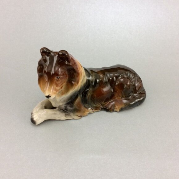 3 Vintage Collie Dog Figurines Made in Japan Glossy Ceramic Standing Laying Down - Picture 13 of 16